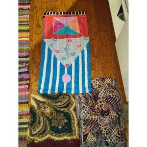 Vintage 3 Echo Rectangle Silk Scarf Shawl Multicolor